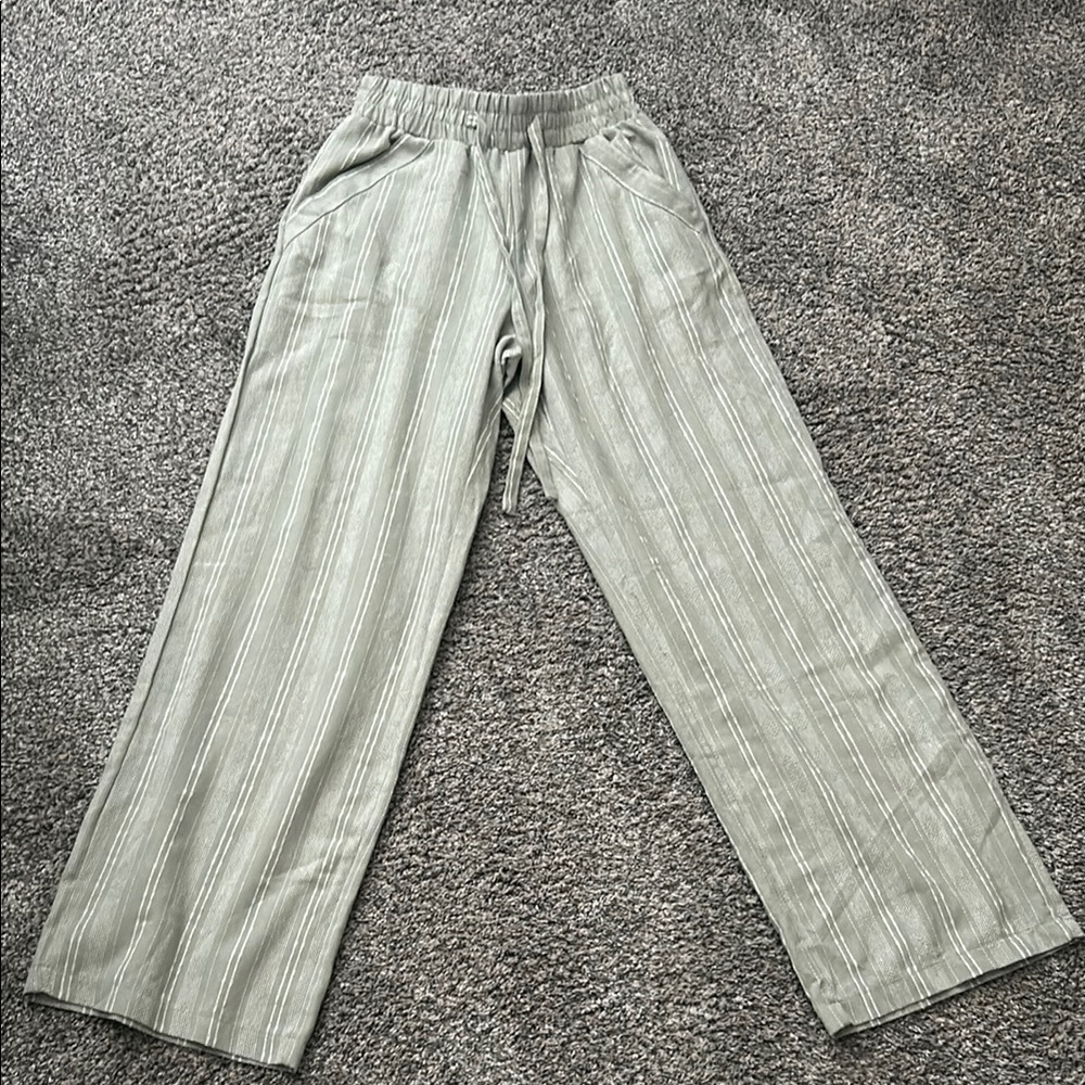 Women’s Light sage colored Striped Pants